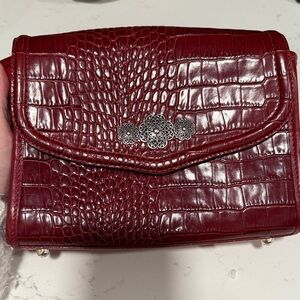 Brighton Burgundy Croc-Embossed Clutch